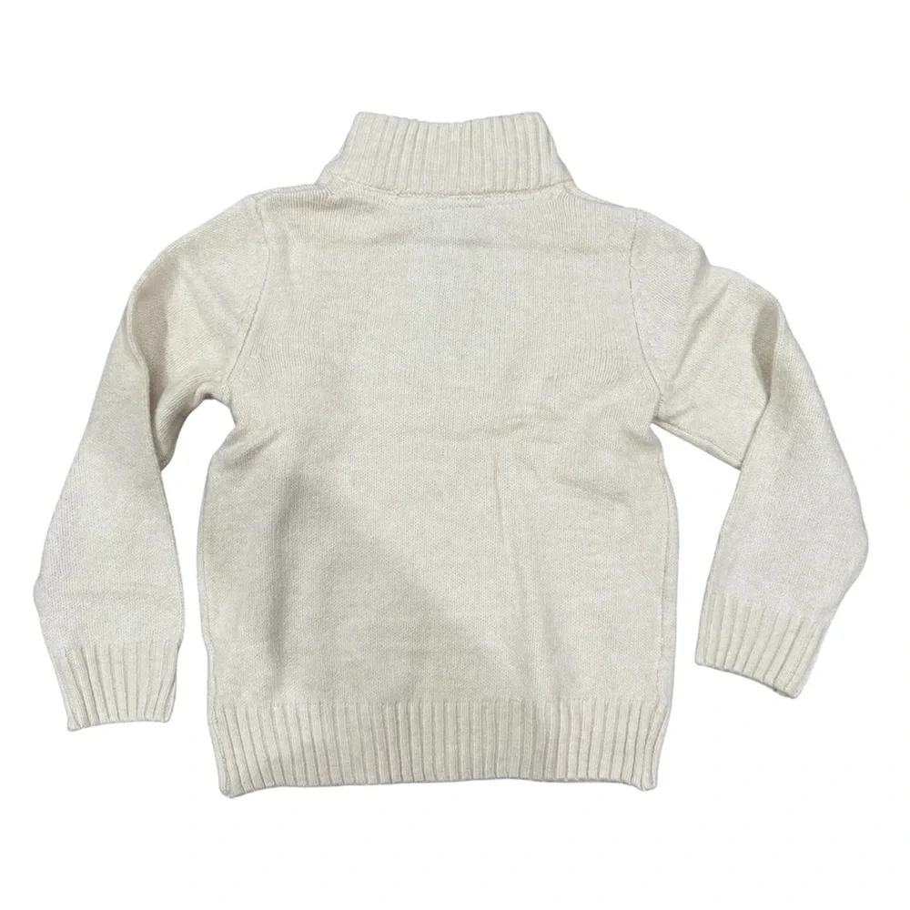 The Children’s Place Boys Half-Zip Sweater 4T Cream Knit Pullover NWT - Picture 2 of 5